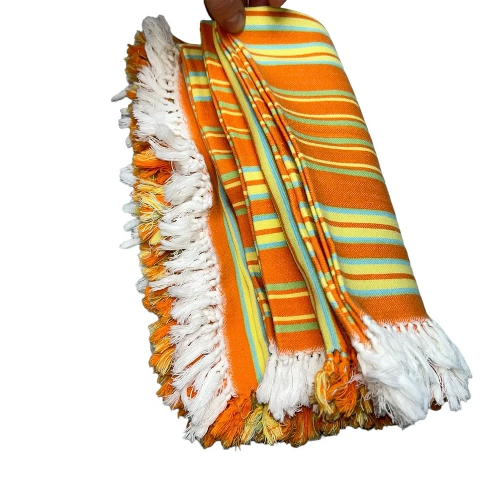 Sunset Stripe Dreams NEW fringe trim set 6 napkins